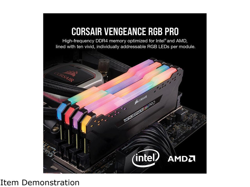 CORSAIR Vengeance RGB Pro 32GB (2 x 16GB) 288-Pin DDR4 SDRAM DDR4 3600 (PC4 28800) Intel XMP 2.0 Desktop Memory Model CMW32GX4M2D3600C18