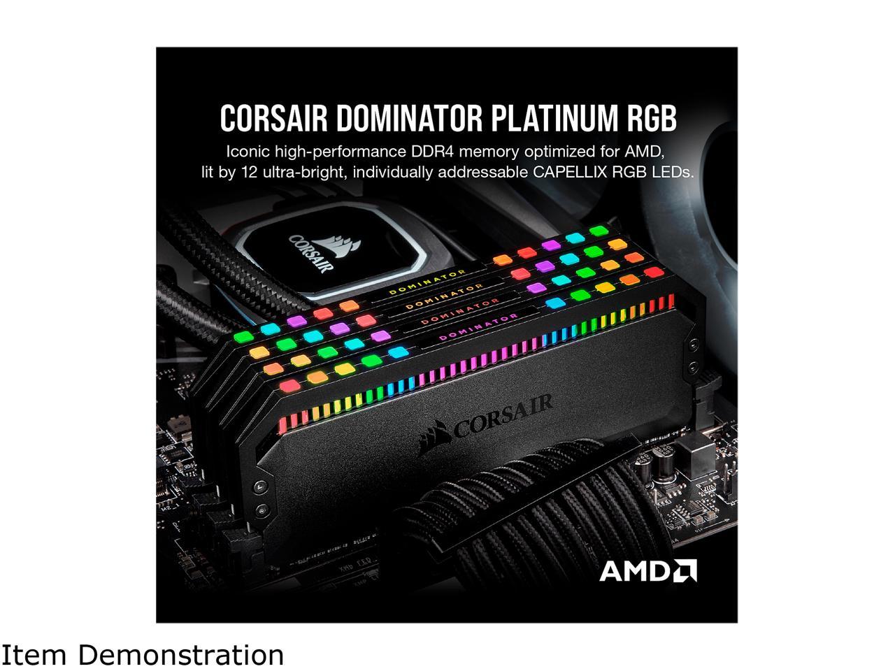 CORSAIR Dominator Platinum RGB (AMD Ryzen Ready) 32GB (2 x 16GB) 288-Pin DDR4 3600 (PC4 28800) AMD Optimized Desktop Memory Model CMT32GX4M2Z3600C18 **Open Box **