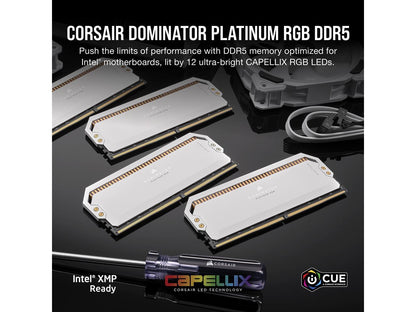 CORSAIR Dominator Platinum RGB 64GB (2 x 32GB) 288-Pin PC RAM DDR5 5200 (PC5 41600) Desktop Memory Model CMT64GX5M2B5200C40W  **Open Box **