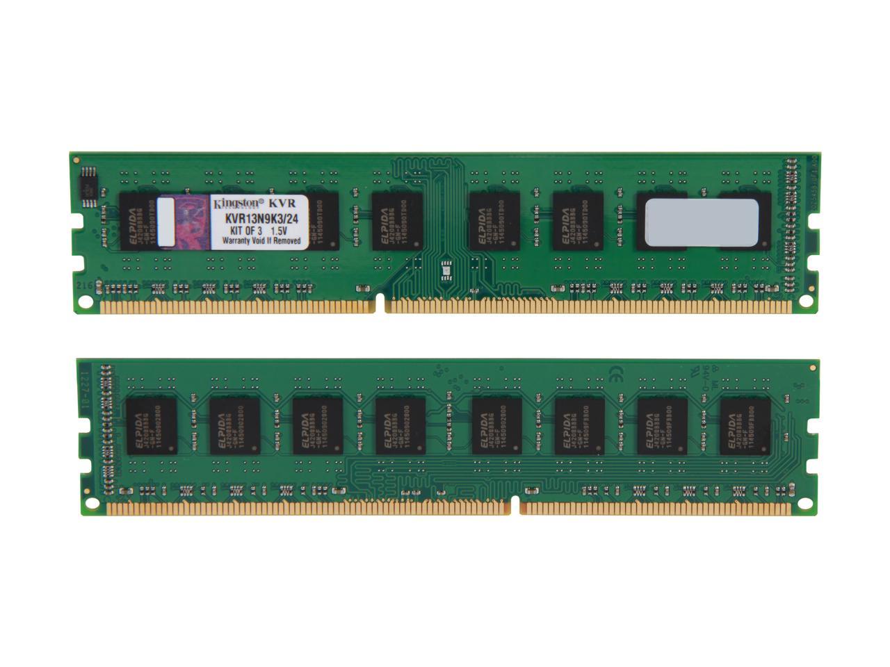 Kingston 24GB (3 x 8GB) 240-Pin DDR3 SDRAM DDR3 1333 Desktop Memory Model KVR13N9K3/24