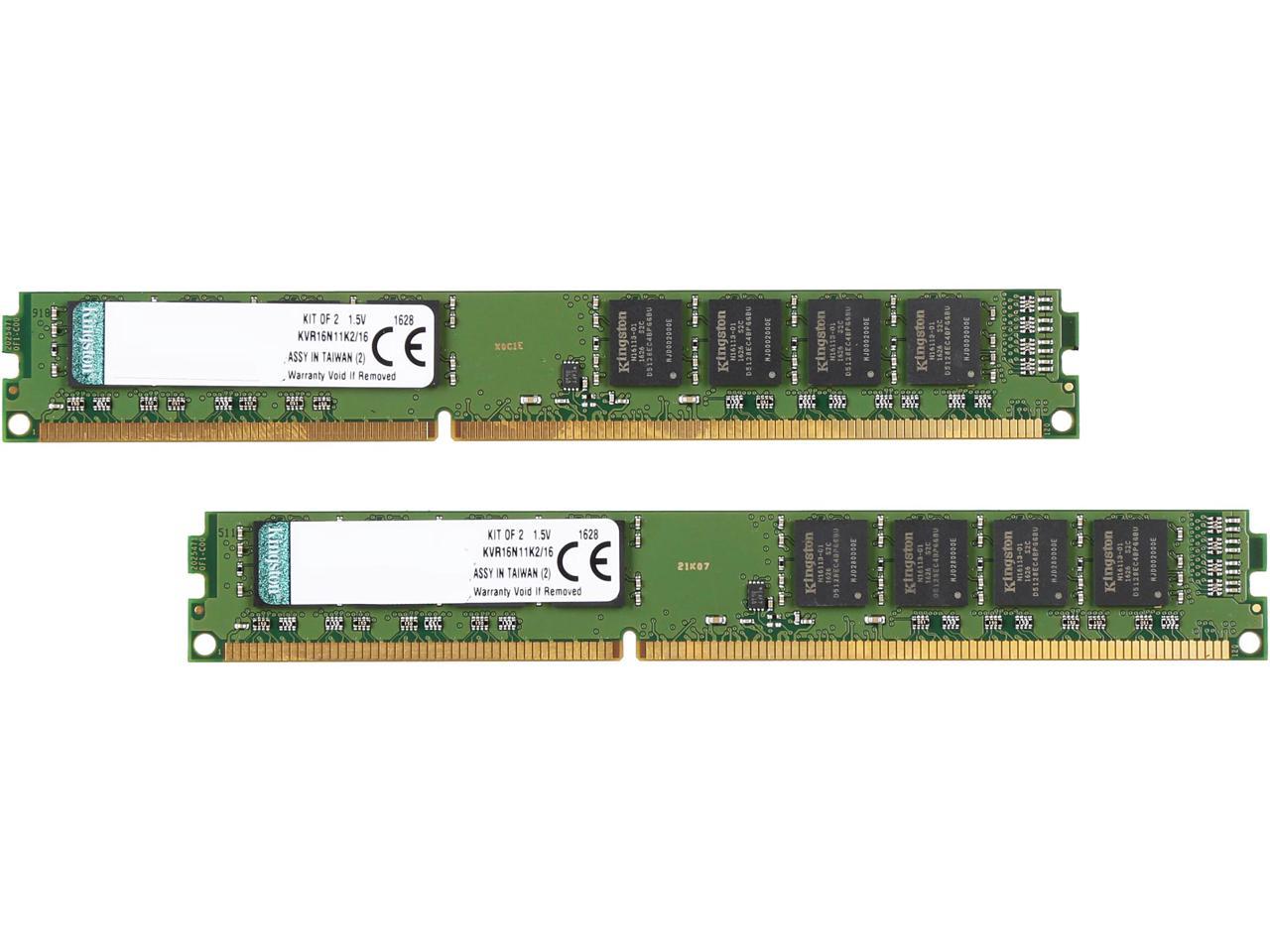 Kingston 16GB (2 x 8GB) 240-Pin DDR3 SDRAM DDR3 1600 Desktop Memory Model KVR16N11K2/16