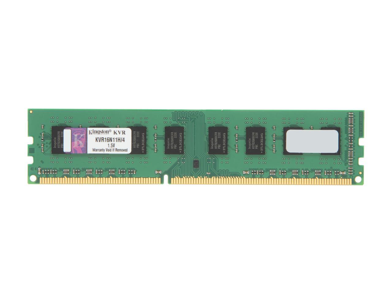 Kingston 4GB 240-Pin DDR3 SDRAM DDR3 1600 Desktop Memory STD Height 30mm Model KVR16N11H/4