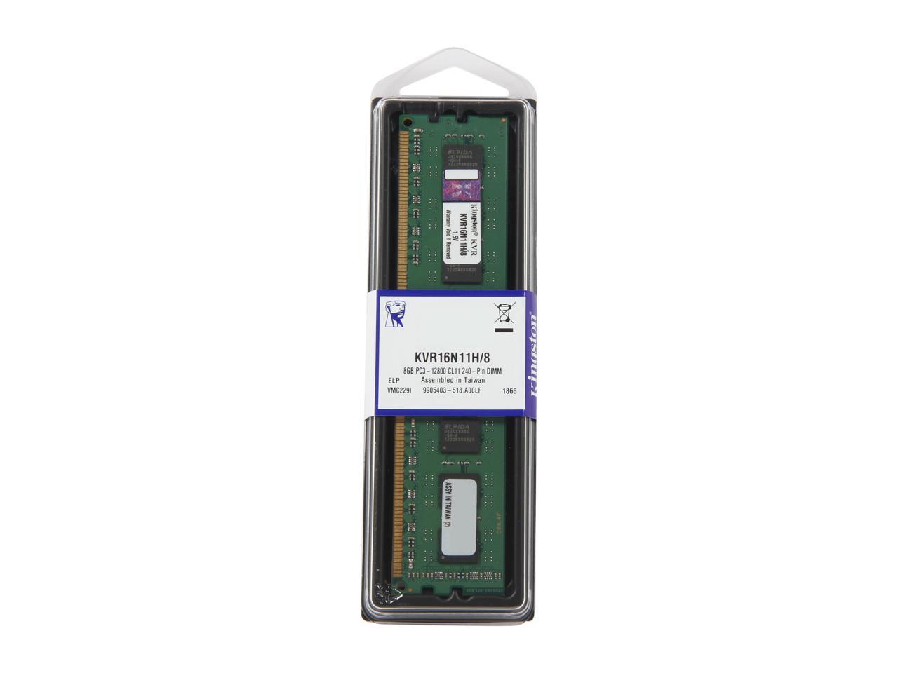 Kingston 8GB 240-Pin DDR3 SDRAM DDR3 1600 Desktop Memory STD Height 30mm Model KVR16N11H/8