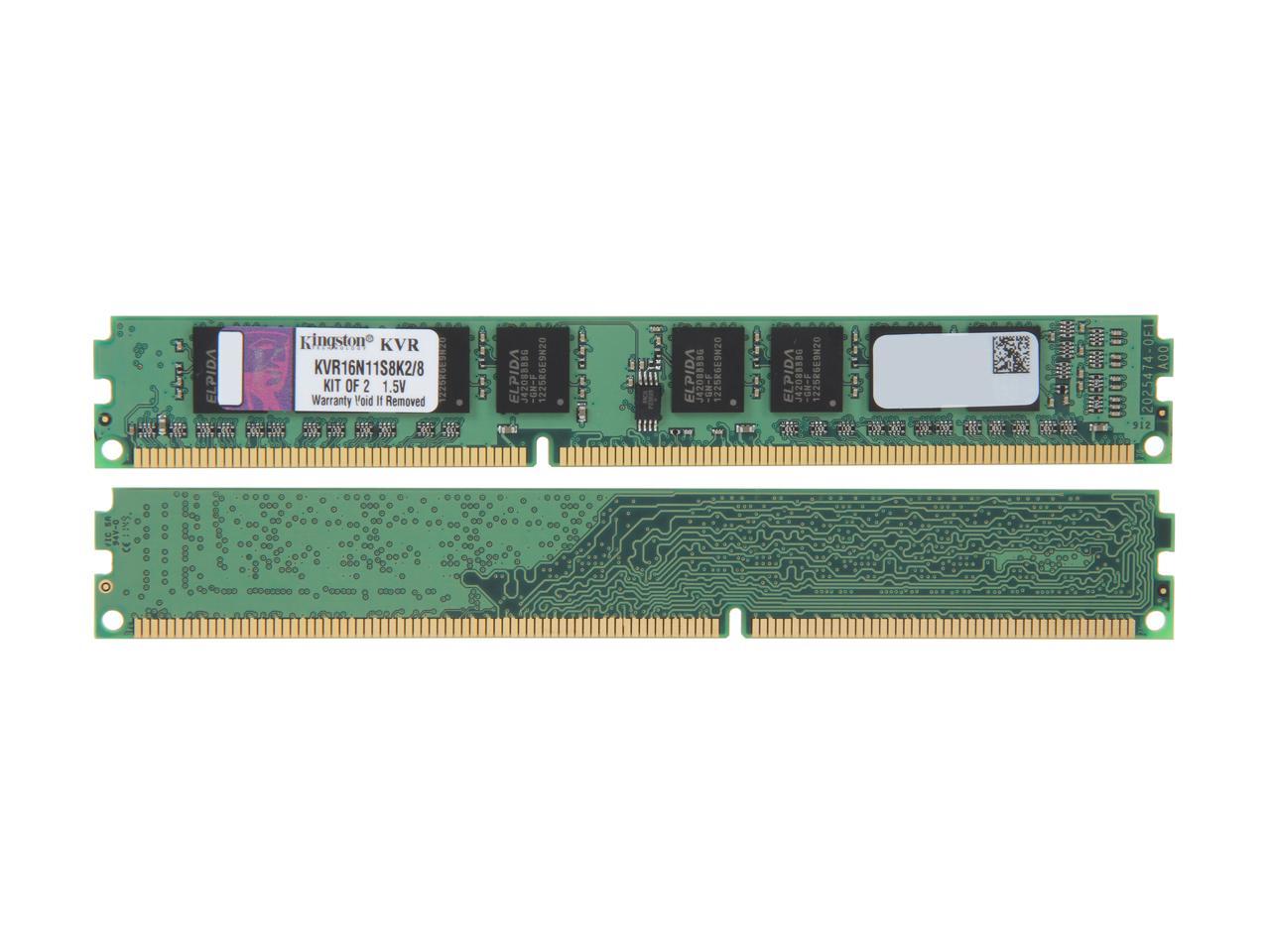 Kingston 8GB (2 x 4GB) 240-Pin DDR3 SDRAM DDR3 1600 (PC3 12800) Memory Model KVR16N11S8K2/8