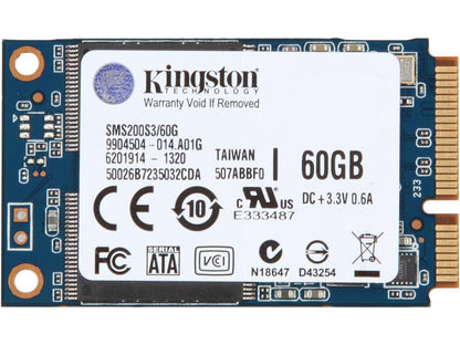 Kingston 60GB Mini-SATA (mSATA) Internal Solid State Drive (SSD) SMS200S3/60G