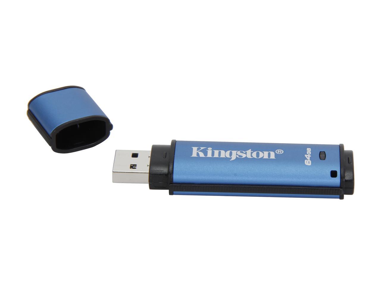 Kingston 64GB Data Traveler AES Encrypted Vault Privacy 256Bit USB 3.0 Flash Drive (DTVP30/64GB)