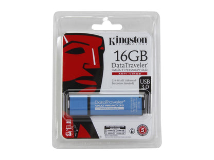 Kingston 16GB Data Traveler AES Encrypted Vault Privacy 256Bit USB 3.0 Flash Drive with ESET AV (DTVP30AV/16GB)