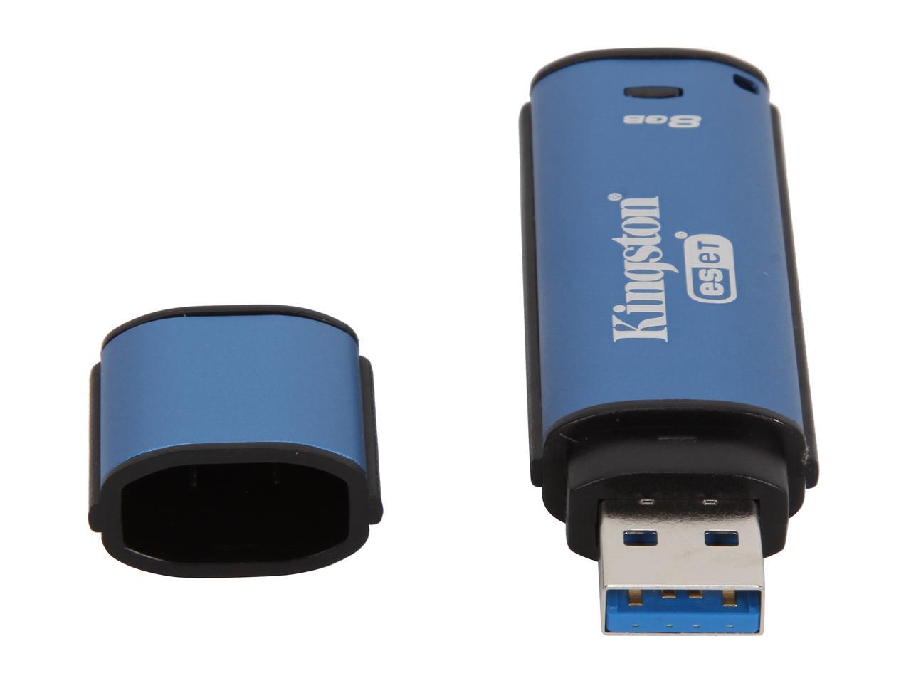 Kingston 8GB Data Traveler AES Encrypted Vault Privacy 256Bit USB 3.0 Flash Drive with ESET AV (DTVP30AV/8GB)