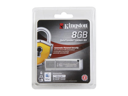 Kingston 8GB Data Traveler Locker + G3, USB 3.0 Flash Drive with Personal Data Security & Automatic Cloud Backup (DTLPG3/8GB)