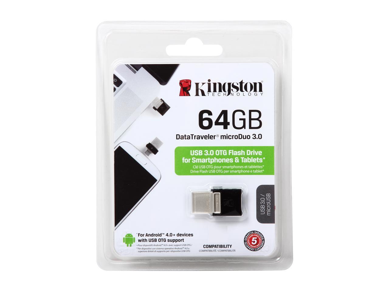 Kingston 64GB Data Traveler Micro Duo OTG USB 3.0 Flash Drive (DTDUO3/64GB)
