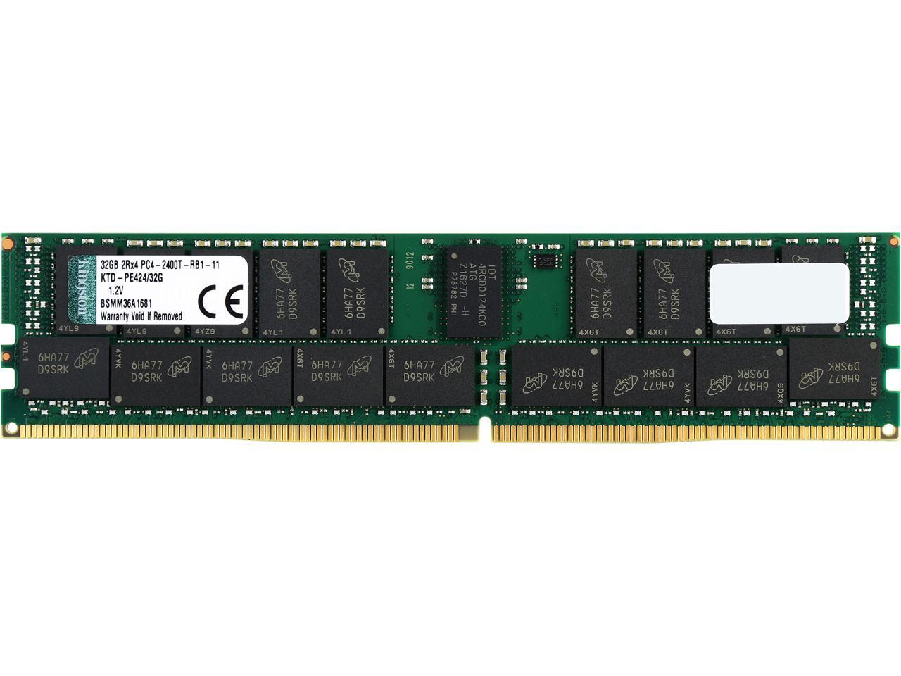 Kingston 32GB (1 x 32GB) DDR4 2400 RAM (System Specific Memory) ECC Reg DIMM (288-Pin) KTD-PE424/32G (select Dell)