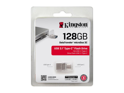 Kingston 128GB Data Traveler DUO3C USB 3.0/3.1 + Type-C Flash Drive (DTDUO3C/128GB)