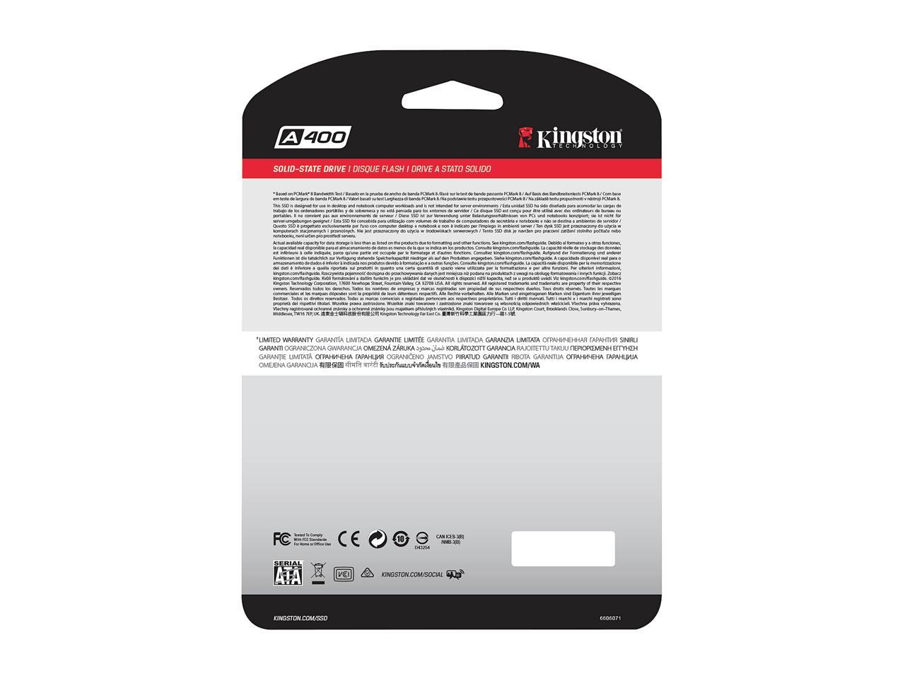 Kingston A400 2.5" 480GB SATA III 3D NAND Internal Solid State Drive (SSD) SA400S37/480G