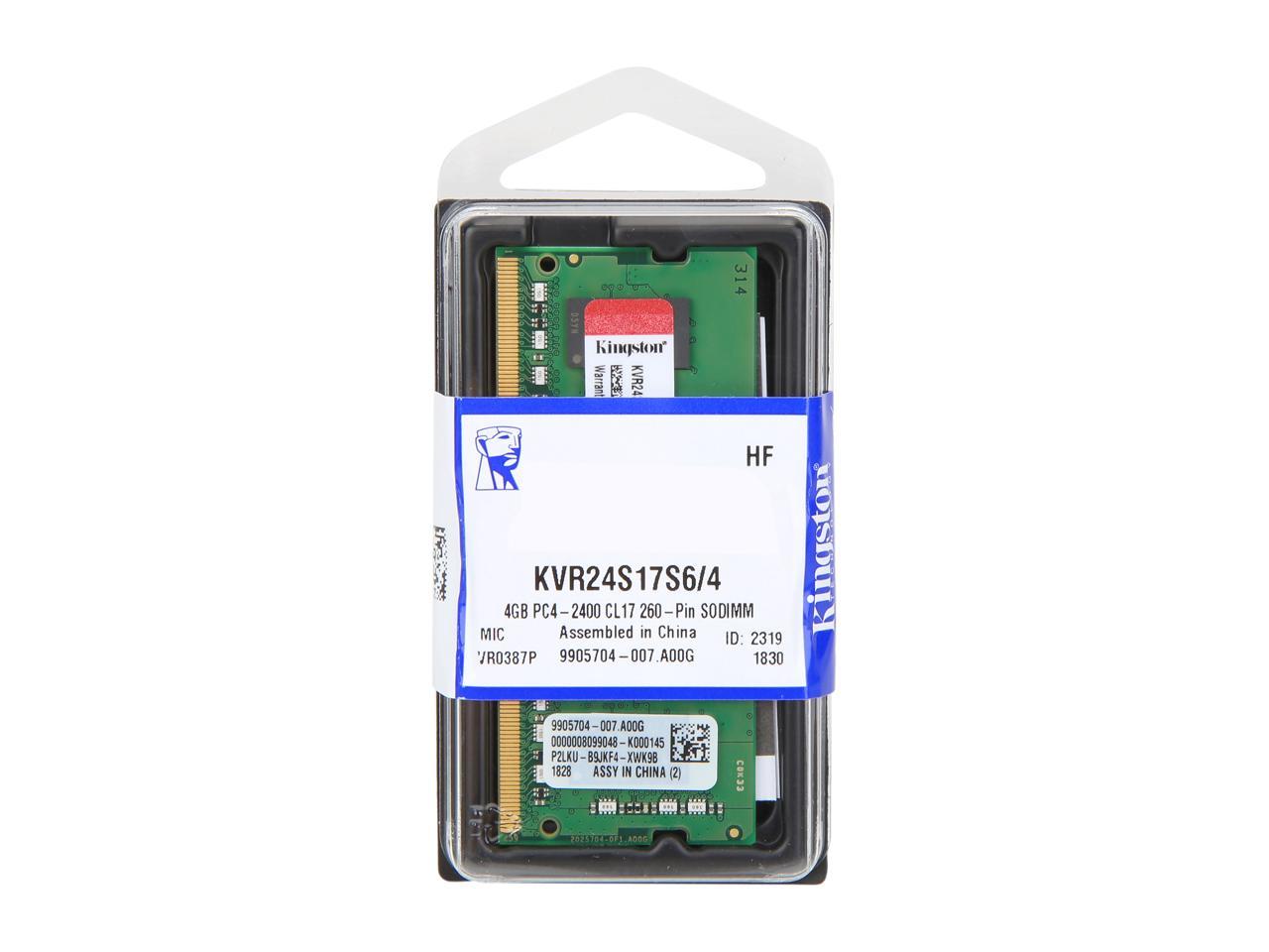 Kingston 4GB 260-Pin DDR4 SO-DIMM DDR4 2400 (PC4 19200) Laptop Memory Model KVR24S17S6/4