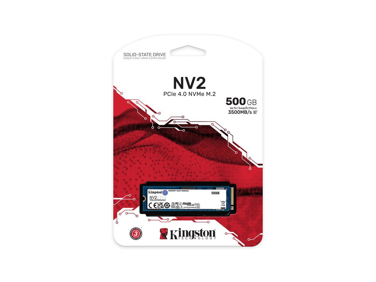 Kingston NV2 500G M.2 2280 NVMe PCIe Internal SSD Up to 3500 MB/s SNV2S/500G