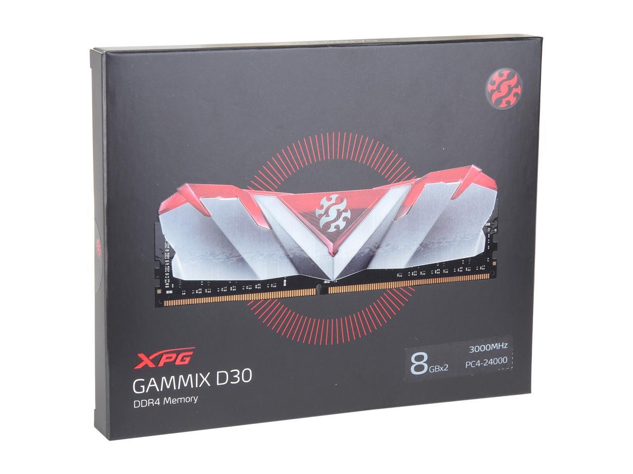XPG GAMMIX D30 16GB (2 x 8GB) 288-Pin DDR4 SDRAM DDR4 3000 (PC4 24000) Intel XMP 2.0 Desktop Memory Model AX4U300038G16A-DR30