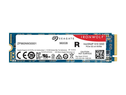 Seagate IronWolf 510 960GB NAS SSD Internal Solid State Drive - M.2 PCIe for Multibay RAID System Network Attached Storage, 2 Year Data Recovery (ZP960NM30011)