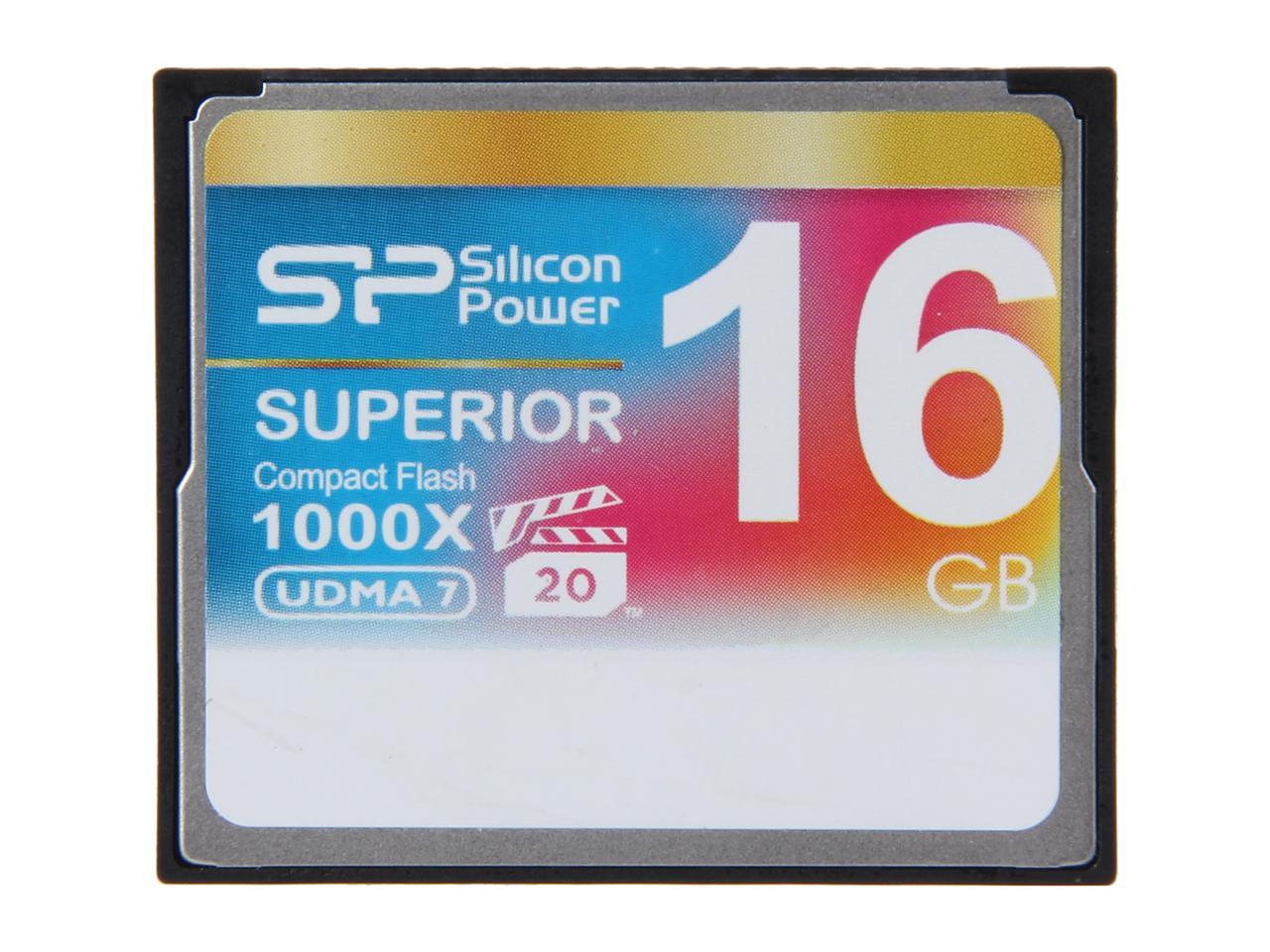 Silicon Power Superior 16GB Compact Flash (CF) Flash Card Model SP016GBCFC1K0V10