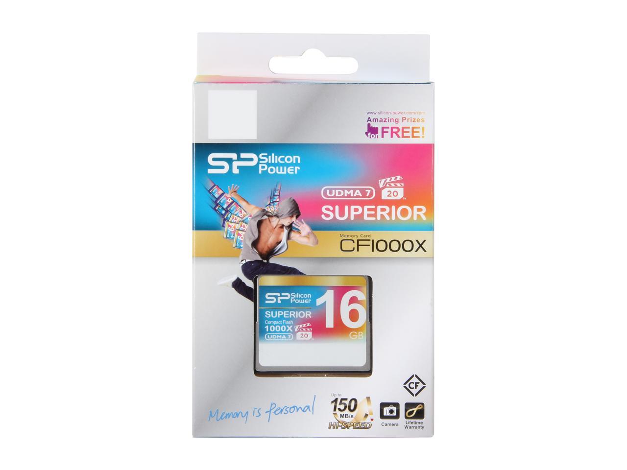 Silicon Power Superior 16GB Compact Flash (CF) Flash Card Model SP016GBCFC1K0V10