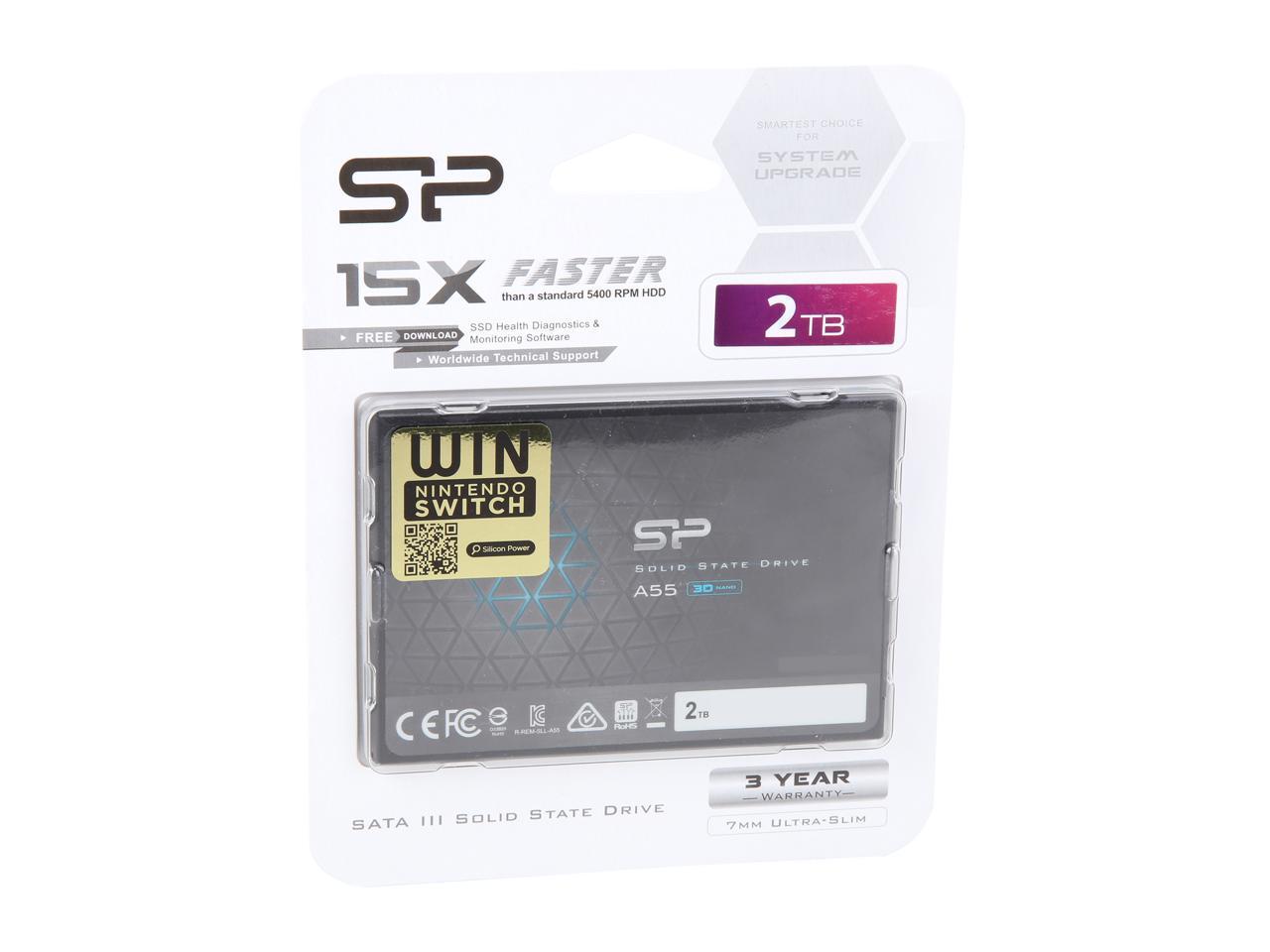 Silicon Power Ace A55 2.5" 2TB SATA III 3D TLC Internal Solid State Drive (SSD) SP002TBSS3A55S25