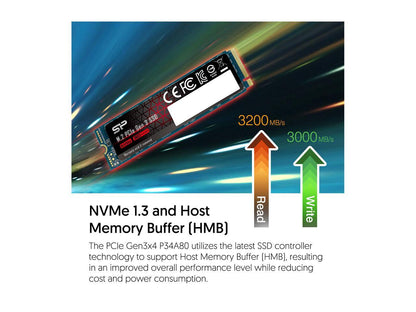 Silicon Power 2TB NVMe M.2 2280 PCIe Gen3 x4 TLC R/W up to 3,400/3,000 MB/s SSD (SP002TBP34A80M28)