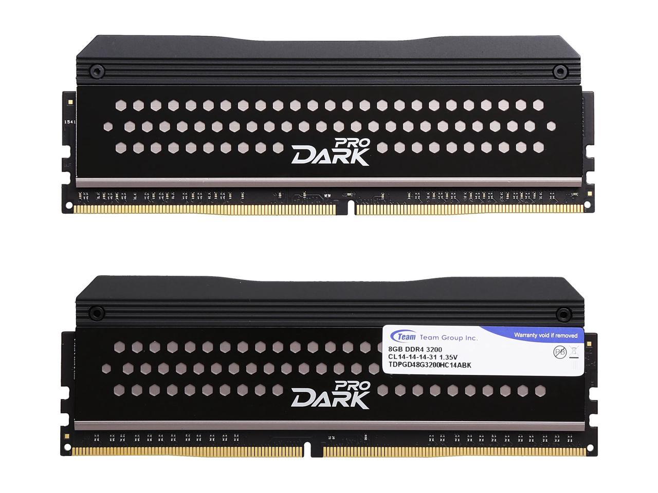 Team T-Force DARK Pro 16GB (2 x 8GB) 288-Pin DDR4 SDRAM DDR4 3200 (PC4 25600) Desktop Memory Model TDPGD416G3200HC14ADC01