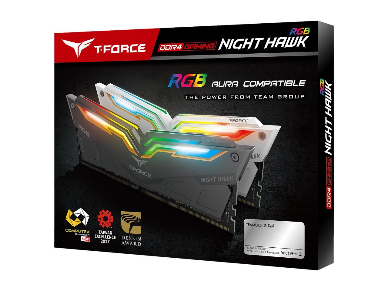 Team T-Force Night Hawk RGB 16GB (2 x 8GB) 288-Pin DDR4 SDRAM DDR4 3200 (PC4 25600) Desktop Memory Model TF1D416G3200HC16CDC01