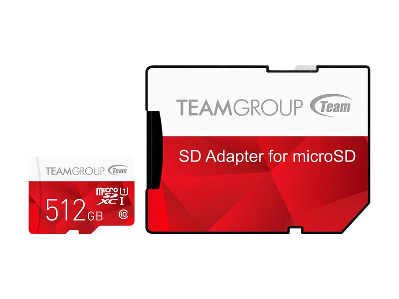 Team Group 512GB Color microSDXC UHS-I/U1 Class 10 Memory Card with Adapter, Speed Up to 80MB/s (TCUSDX512GUHS54)