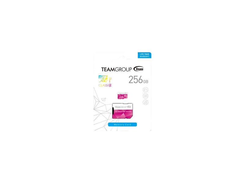 Team Group 256GB Color microSDXC UHS-I/U1 Class 10 Memory Card with Adapter, Speed Up to 80MB/s (TCUSDX256GUHS46)