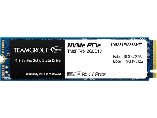 Team MP34 M.2 2280 512GB PCIe 3.0 x4 with NVMe 1.3 3D NAND Internal Solid State Drive (SSD) TM8FP4512G0C101