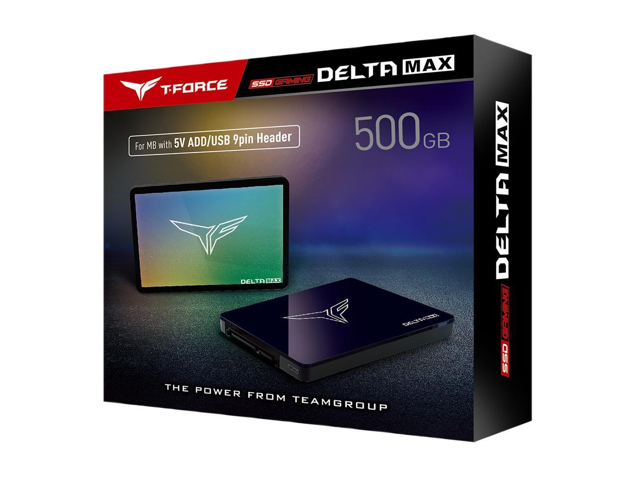 Team T-FORCE Delta Max RGB SSD 2.5" 500GB SATA III 3D NAND Internal RGB Solid State Drive (SSD) (For MB with 5V ADD Header)