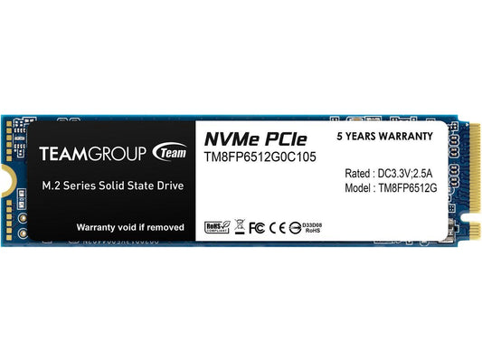 Team MP33 M.2 2280 512GB PCIe 3.0 x4 with NVMe 1.3 3D NAND Internal Solid State Drive (SSD) TM8FP6512G0C101