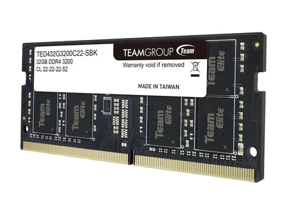 Team Elite 32GB 260-Pin DDR4 SO-DIMM DDR4 3200 (PC4 25600) Laptop Memory Model TED432G3200C22-S01