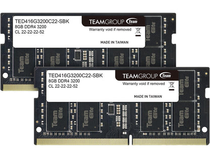 Team Elite 16GB (2 x 8GB) 260-Pin DDR4 SO-DIMM DDR4 3200 (PC4 25600) Laptop Memory Model TED416G3200C22DC-S01