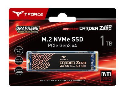 Team T-FORCE CARDEA ZERO Z340 M.2 2280 1TB PCIe Gen3 x4 with NVMe 1.3 Internal Solid State Drive (SSD) TM8FP9001T0C311
