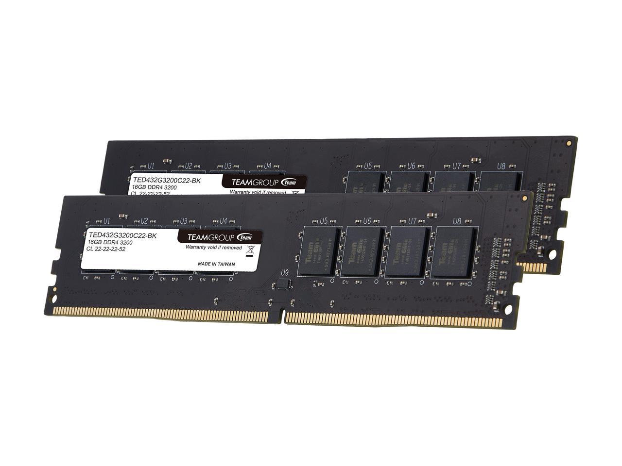 Team Elite 32GB (2 x 16GB) 288-Pin DDR4 SDRAM DDR4 3200 (PC4 25600) Desktop Memory Model TED432G3200C22DC01