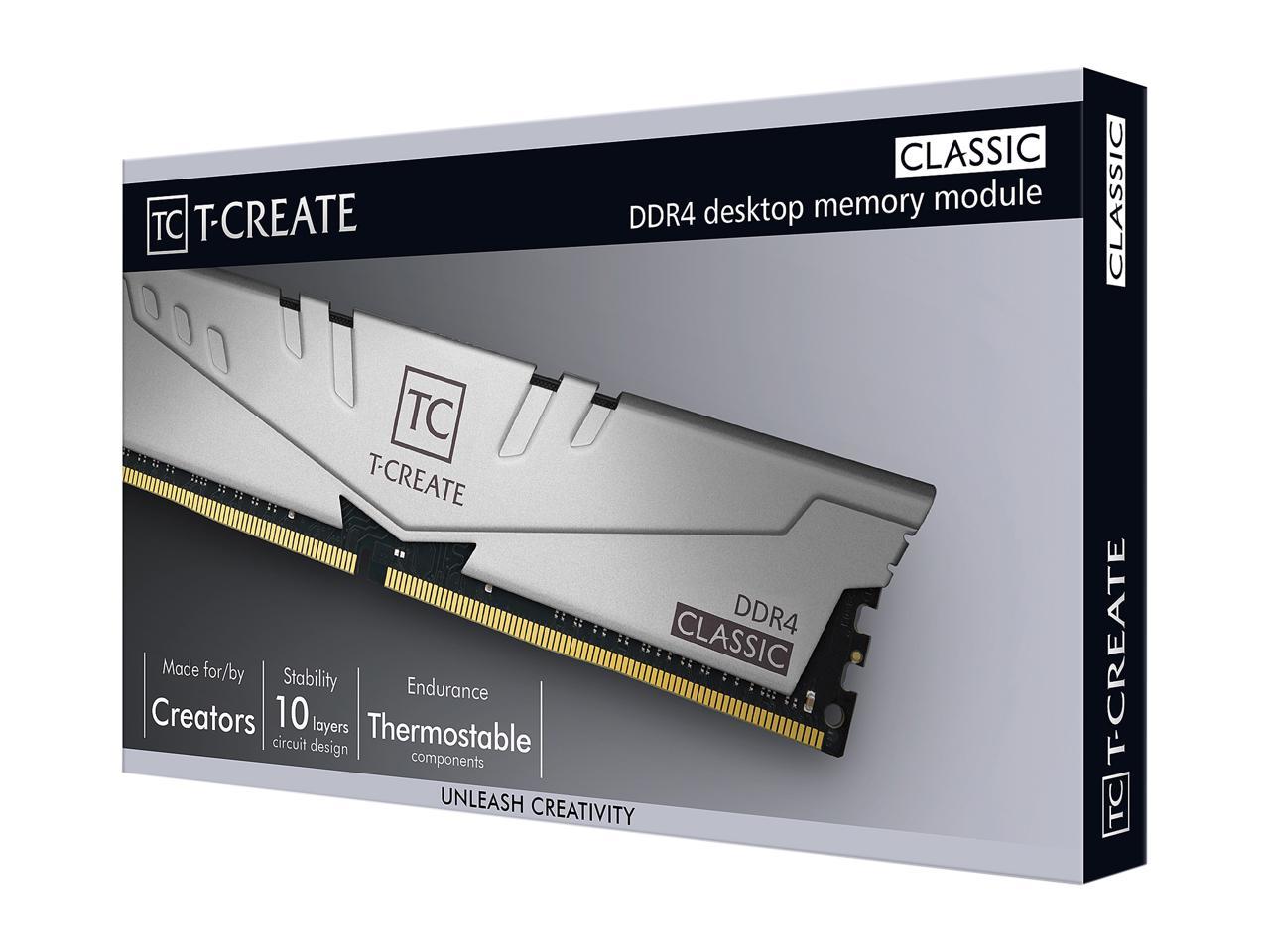 Team T-Create Classic 10 LAYERS 32GB (2 x 16GB) 288-Pin DDR4 SDRAM DDR4 3200 (PC4 25600) Desktop Memory Model TTCCD432G3200HC22DC01
