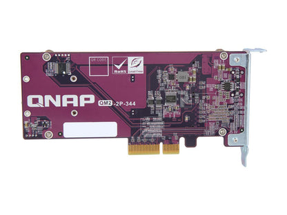 QNAP QM2-2P-344 Dual M.2 PCIe SSD Expansion Card, Supports up to Two M.2 2280/22110 Form Factor M.2 PCIe (Gen3 x4) SSDs, PCIe Gen3 x4 Host Interface, Low-Profile Bracket pre-Loaded