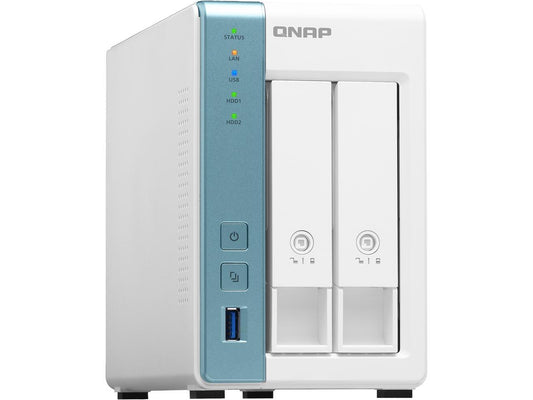 QNAP 2-Bay Personal Cloud NAS for Backup and Data Sharing 4-core 1.7GHz 1GB RAM w/ Lockable Drive Tray TS-231K-US