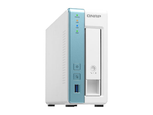 QNAP 1-Bay Personal Cloud NAS for Backup and Data Sharing 4-core 1.7GHz 1GB RAM w/ Lockable Drive Tray TS-131K-US