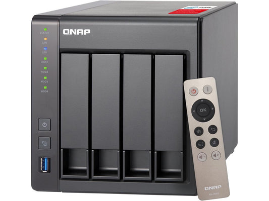 QNAP TS-451+-8G-US 4-Bay Personal Cloud NAS with HDMI output, DLNA, AirPlay and PLEX Support Black case, Remote Control Included