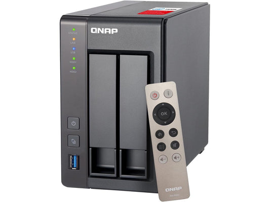QNAP TS-251+-8G-US 2-Bay Personal Cloud NAS with HDMI output. DLNA, AirPlay and PLEX Support Black Case, Remote Control included