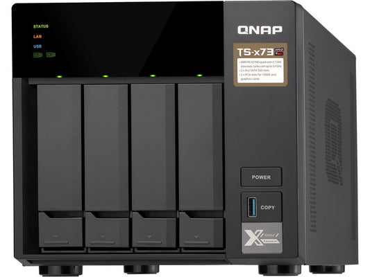 QNAP TS-473-8G-US 4-Bay NAS/iSCSI IP-SAN, AMD R Series Quad-core 2.1GHz, 8GB RAM, 10G-Ready