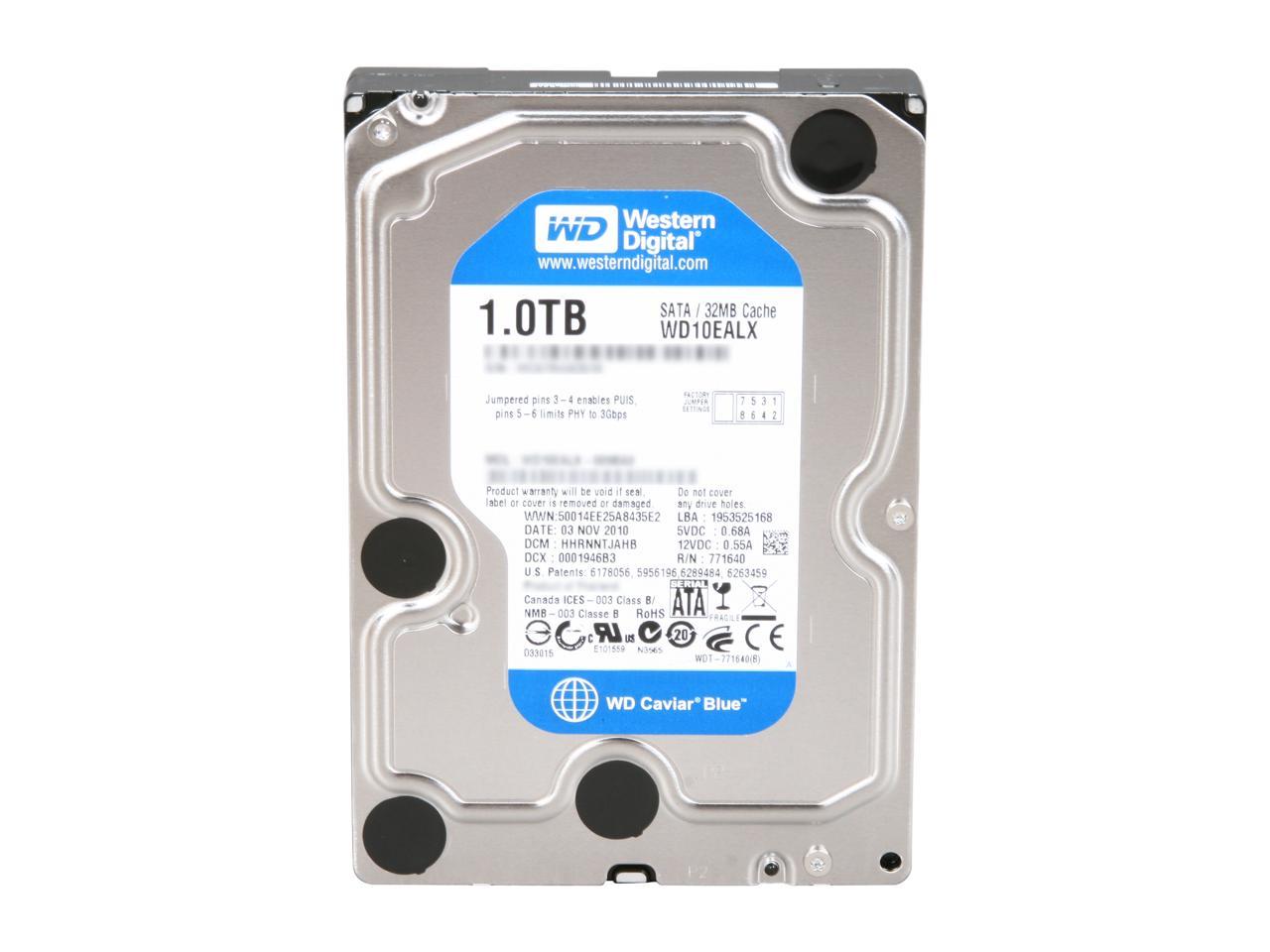 Western Digital Blue WD10EALX 1TB 7200 RPM 32MB Cache SATA 6.0Gb/s 3.5" Internal Hard Drive Bare Drive