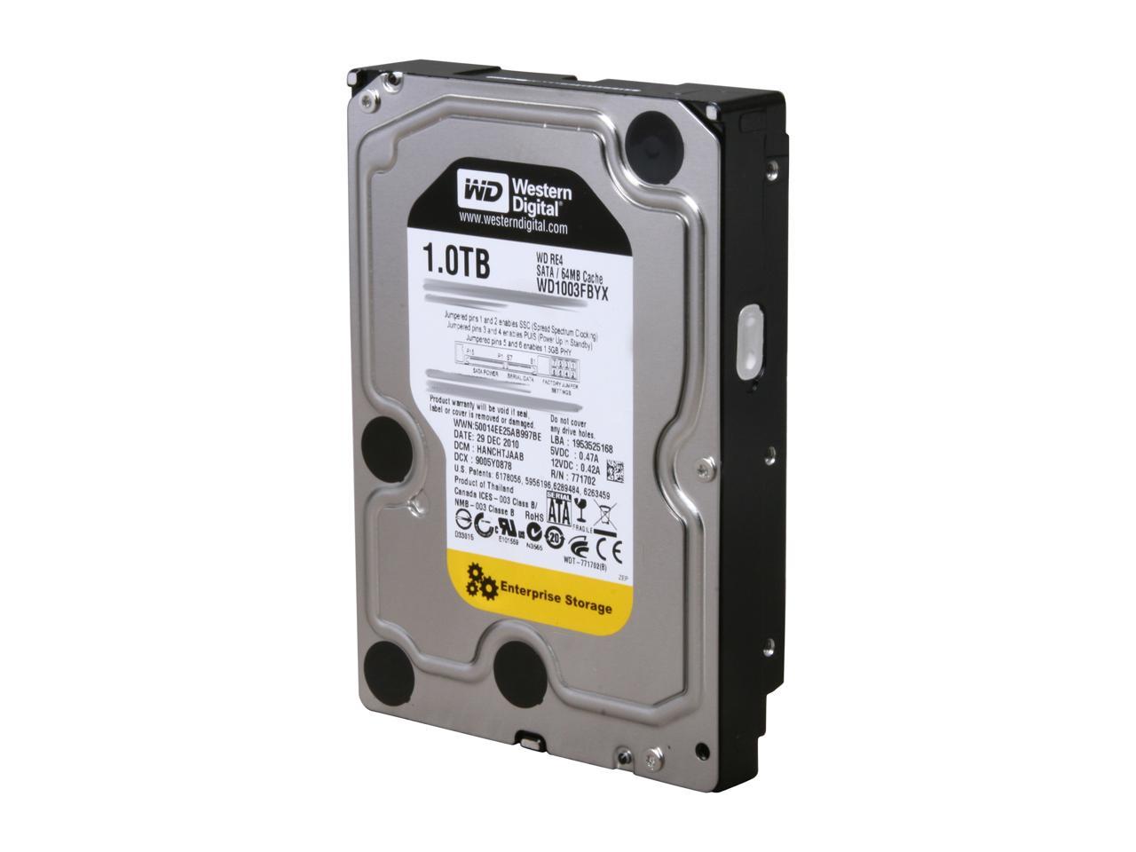 Western Digital WD RE4 WD1003FBYX 1TB 7200 RPM 64MB Cache SATA 3.0Gb/s 3.5" Internal Enterprise Hard Drive Bare Drive