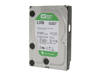 Western Digital WD Green WD20EARX 2TB 64MB Cache SATA 6.0Gb/s 3.5" Internal Hard Drive Bare Drive