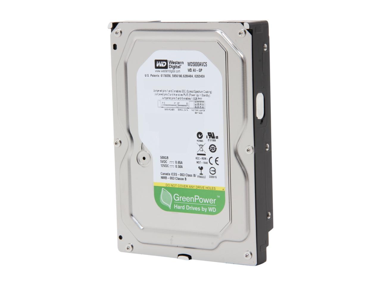 Western Digital AV-GP WD5000AVCS 500GB IntelliPower 16MB Cache SATA 3.0Gb/s 3.5" Internal Hard Drive Bare Drive