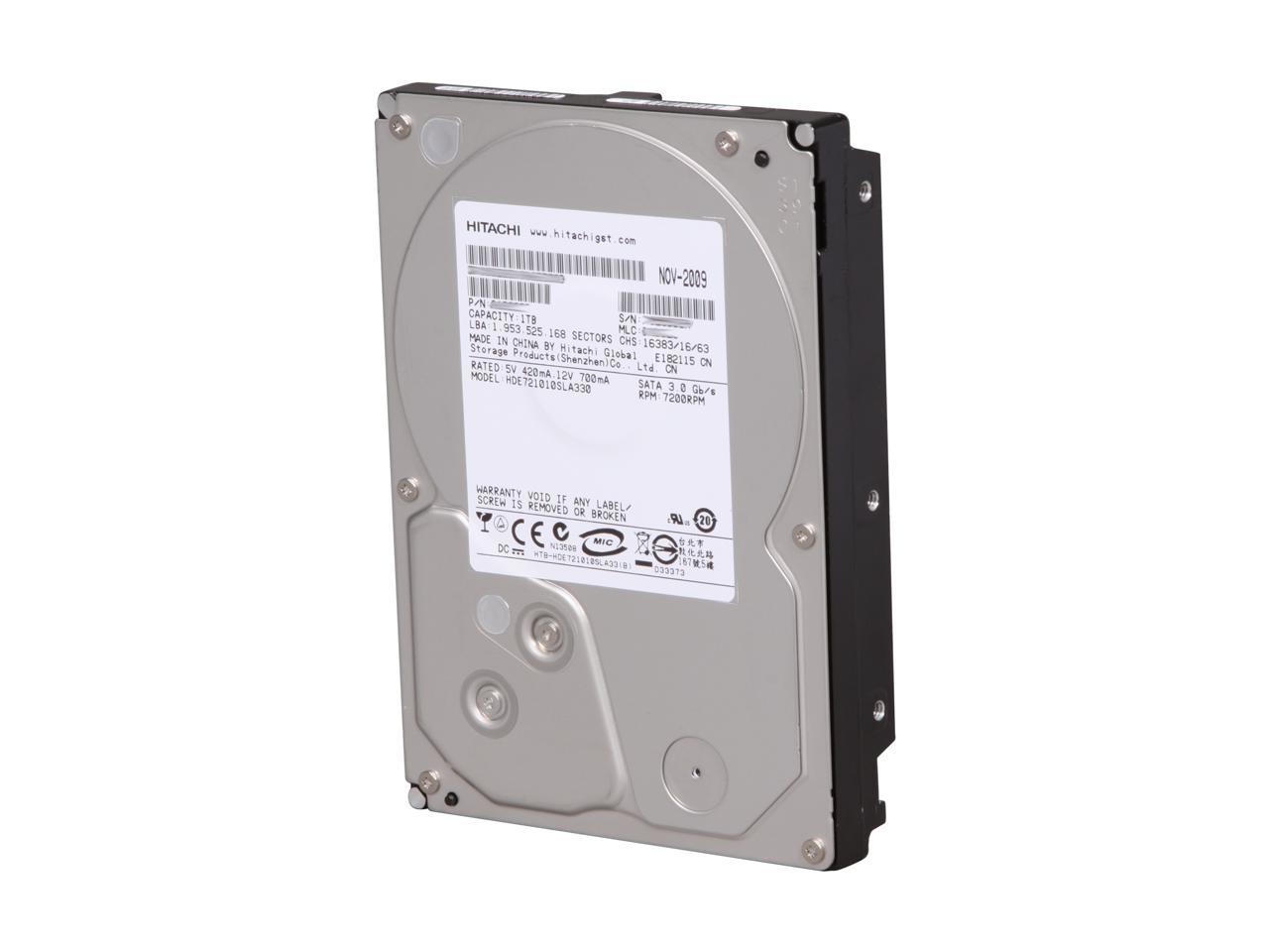 Hitachi GST Deskstar E7K1000 HDE721010SLA330 (0A38028) 1TB 7200 RPM 32MB Cache SATA 3.0Gb/s 3.5" Internal Hard Drive Bare Drive