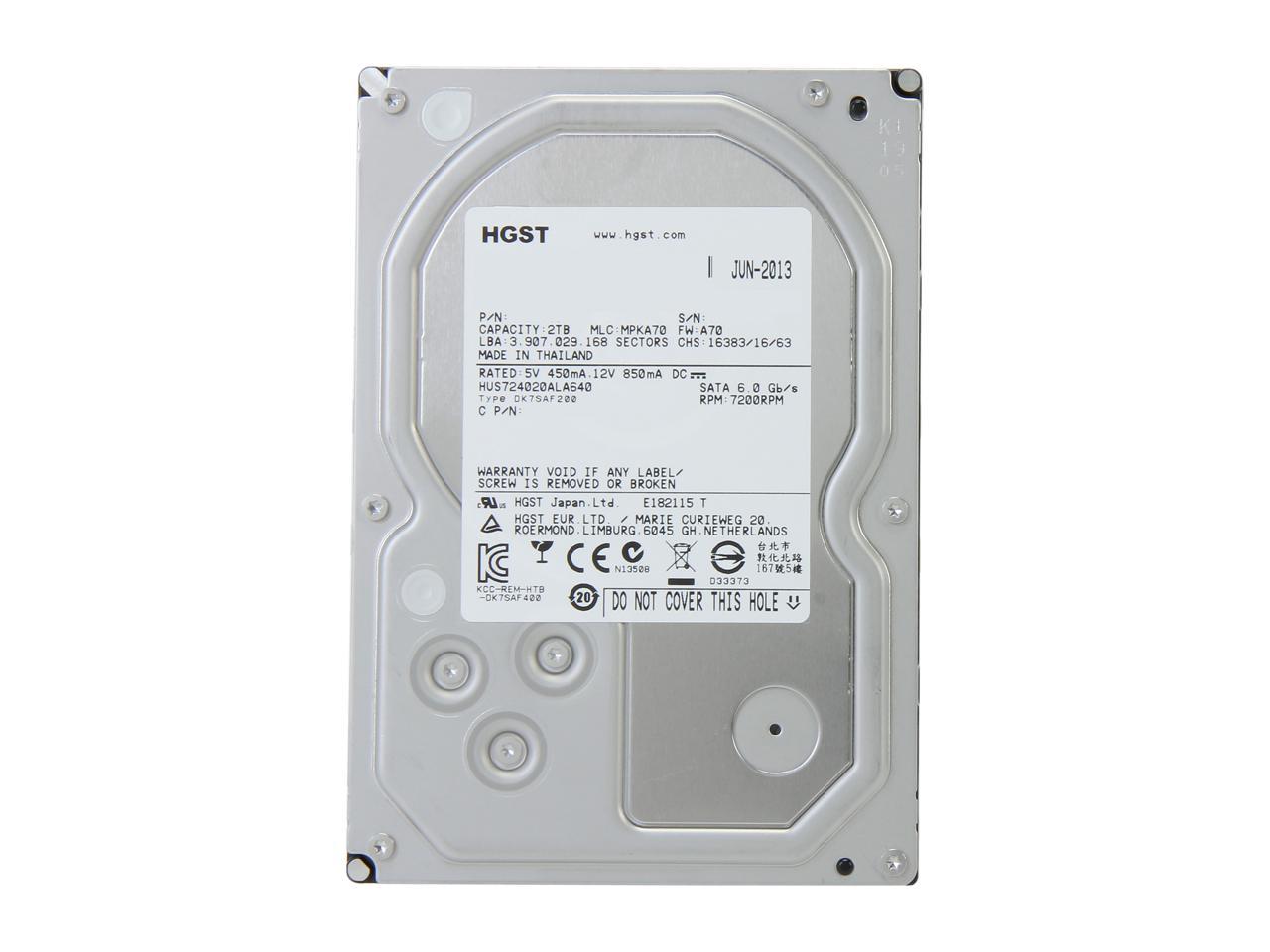 HGST Ultrastar 7K4000 HUA724020ALA640 (0F14690) 2TB 7200 RPM 64MB Cache SATA 6.0Gb/s 3.5" Enterprise Hard Drive Bare Drive