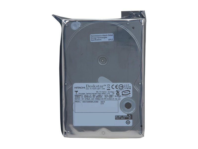 Hitachi GST Deskstar E7K500 HDS725050KLA360 (0A31619) 500GB 7200 RPM 16MB Cache SATA 3.0Gb/s 3.5" Hard Drive Bare Drive